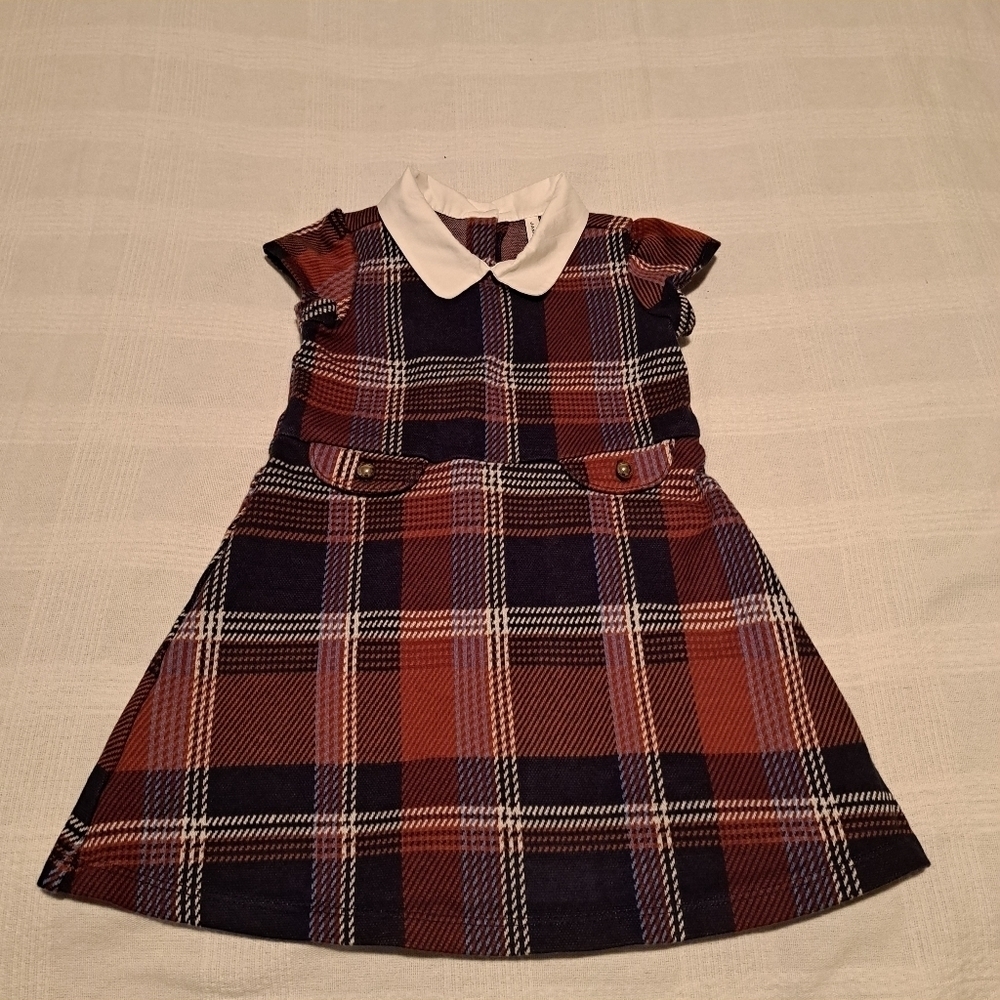 Janie and Jack girls size 2T plaid dress, has fabric defect on back, no hole